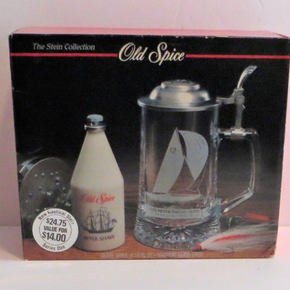 Shulton Accessories Old Spice After Shave Gift Set With Glass Stein
